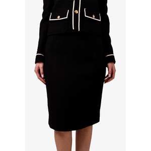 Pre-loved Chanel™ Black Wool Tweed Midi Skirt Size 42